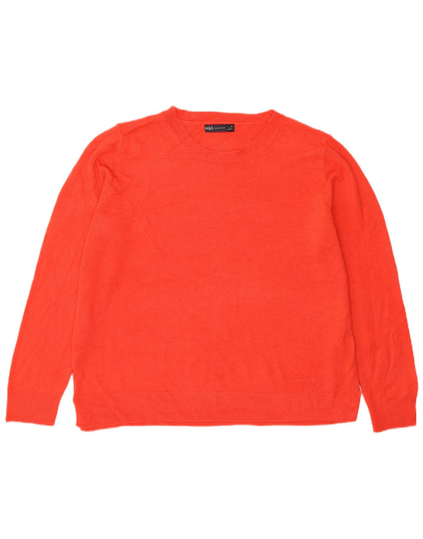 Marks & Spencer Womens Crew Neck Jumper Sweater UK 20 2XL Orange Acrylic