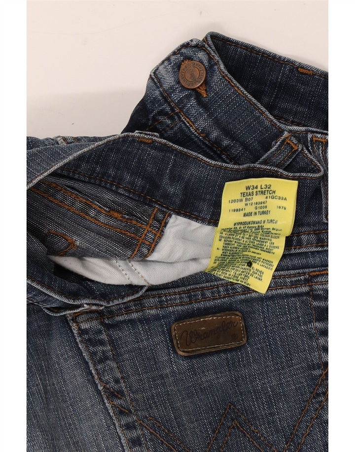 Wrangler Mens Texas Stretch Straight Jeans W34 L32 Blue Cotton