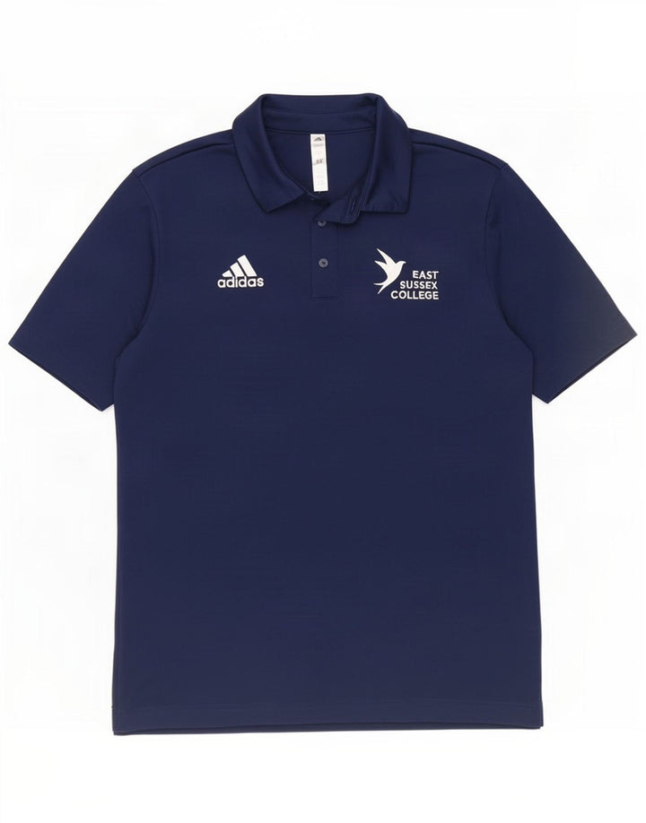 Adidas Mens Graphic Polo Shirt Small Navy Blue Polyester