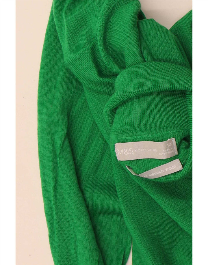 Marks & Spencer Womens Roll Neck Jumper Sweater UK 14 Large Green