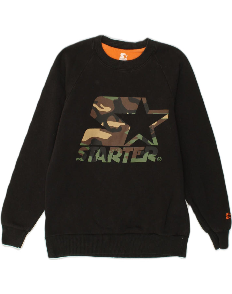 STARTER Mens Graphic Sweatshirt Jumper Small Black Cotton | Vintage Starter | Thrift | Second-Hand Starter | Used Clothing | Messina Hembry 