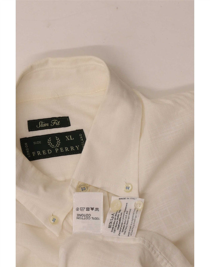 Fred Perry Mens Slim Fit Shirt XL White Cotton
