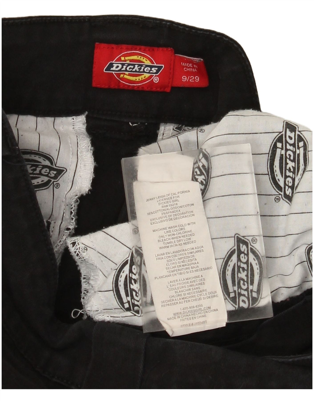 Dickies Womens Slim Chino Trousers US 9 Medium W29 L28 Black Geometric