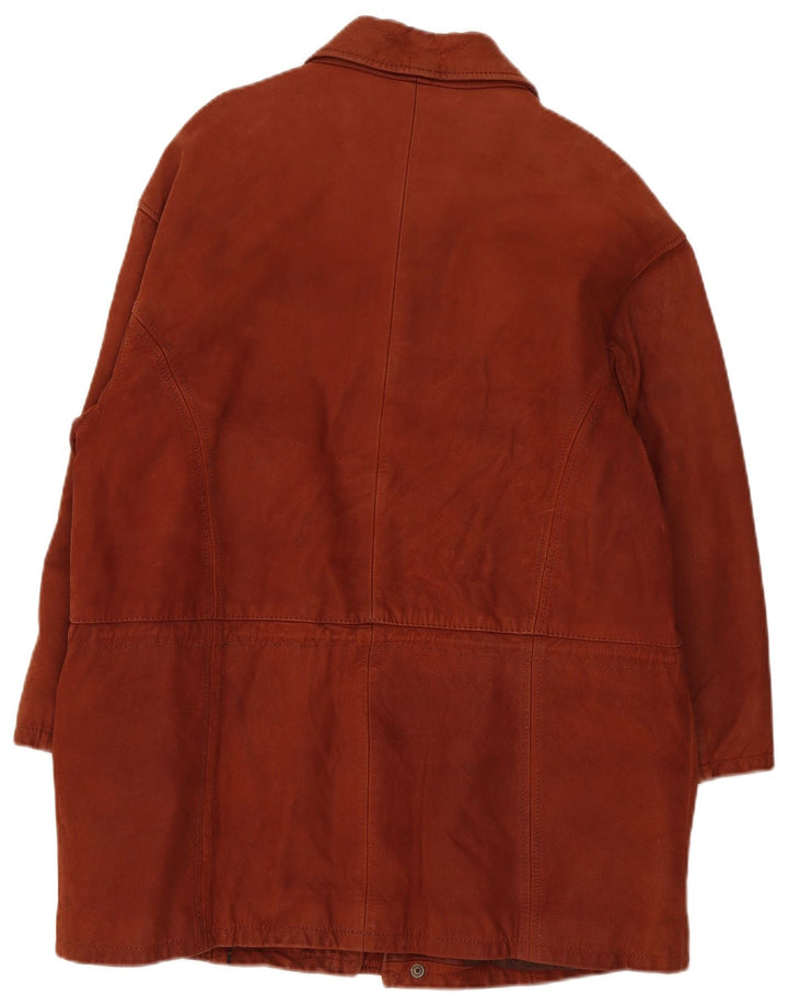 Quartadecade Mens Leather Coat UK 38 Medium Brown