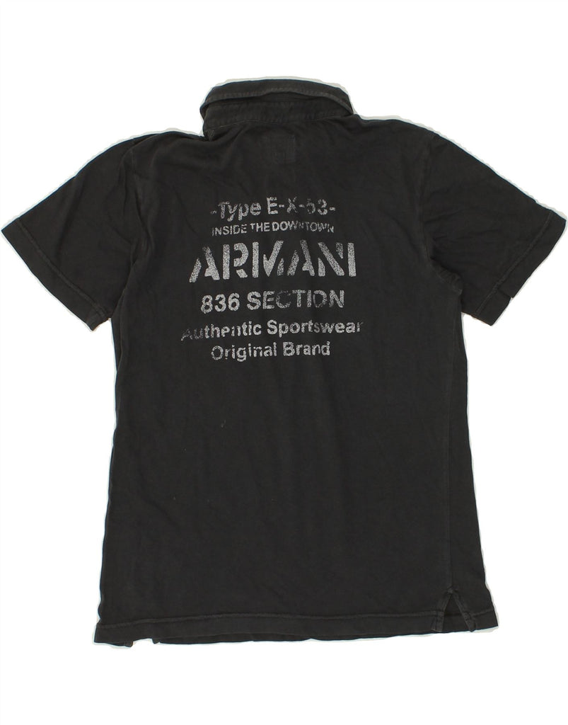 ARMANI JUNIOR Boys Graphic Polo Shirt 11-12 Years Black Cotton | Vintage Armani Junior | Thrift | Second-Hand Armani Junior | Used Clothing | Messina Hembry 