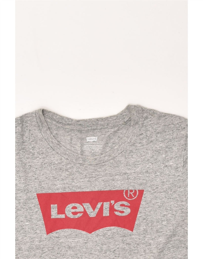 LEVI'S Womens Graphic T-Shirt Top UK 12 Medium Grey Cotton | Vintage Levi's | Thrift | Second-Hand Levi's | Used Clothing | Messina Hembry 