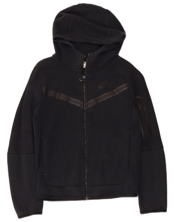 Nike Boys Zip Hoodie Sweater 10-11 Years Medium Black Cotton