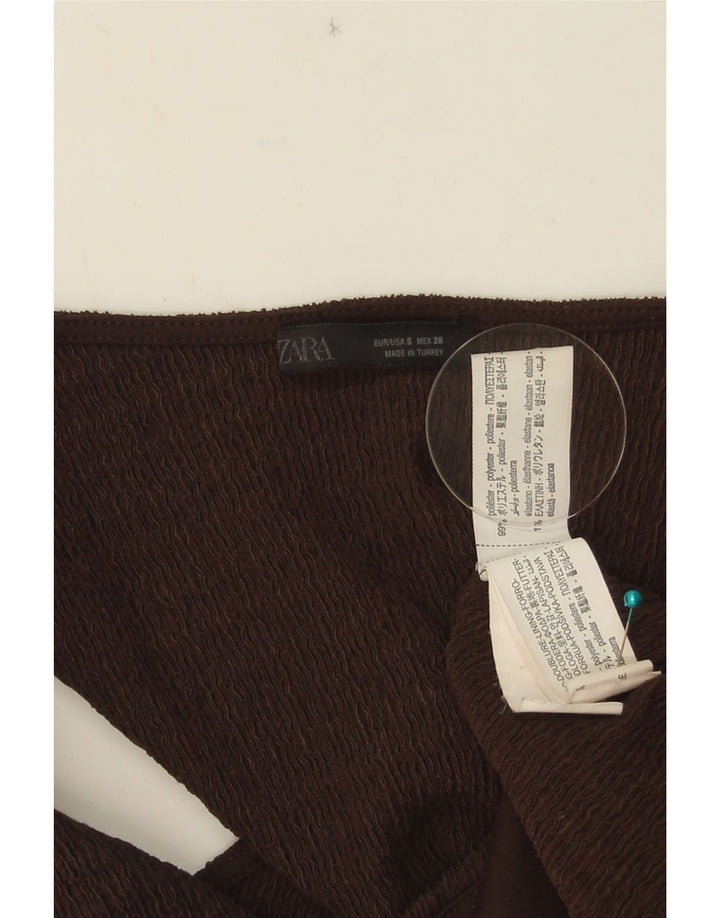 ZARA Womens Waistcoat UK 8 Small Brown Polyester