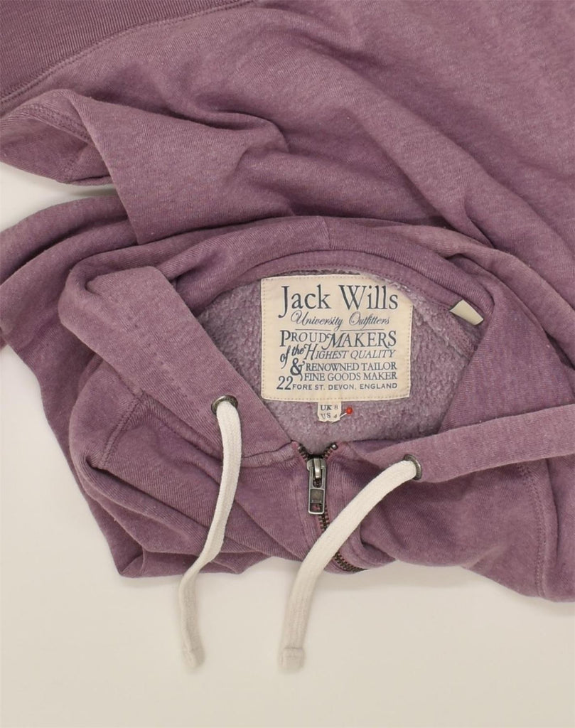 JACK WILLS Womens Loose Fit Zip Hoodie Sweater UK 8 Small Purple Cotton | Vintage Jack Wills | Thrift | Second-Hand Jack Wills | Used Clothing | Messina Hembry 