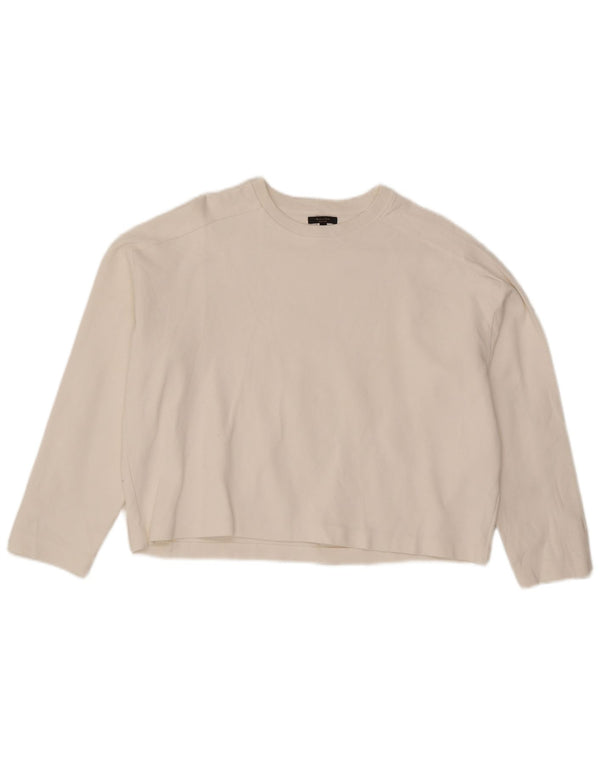 Massimo Dutti Womens Top Long Sleeve UK 14 Medium White Cotton