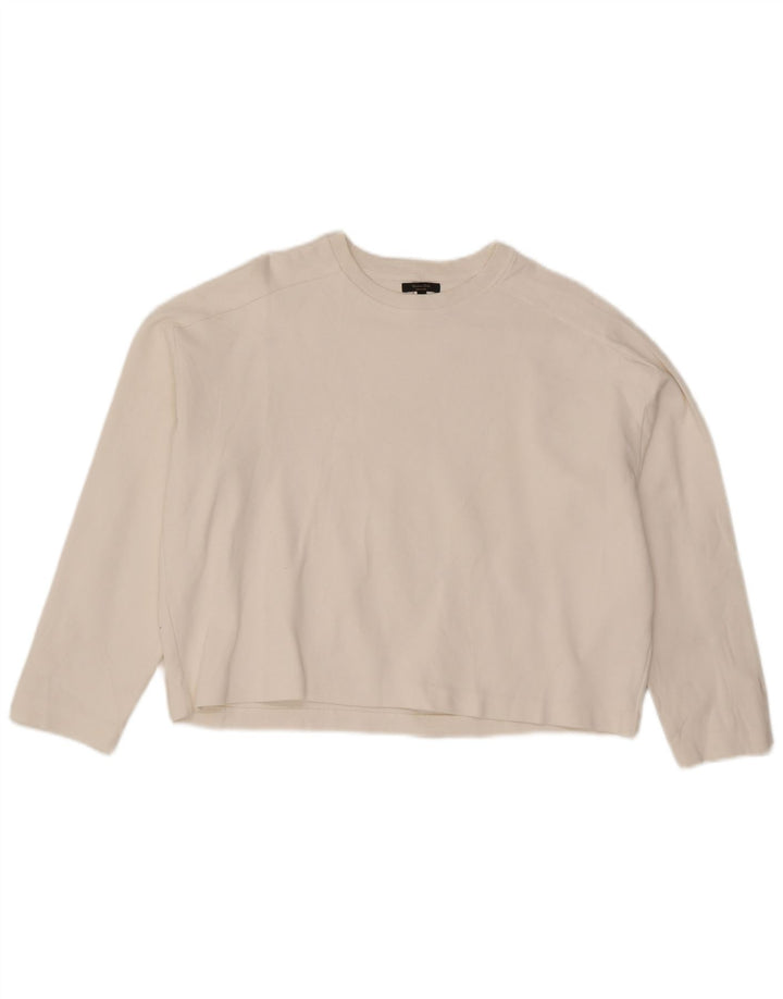 Massimo Dutti Womens Top Long Sleeve UK 14 Medium White Cotton