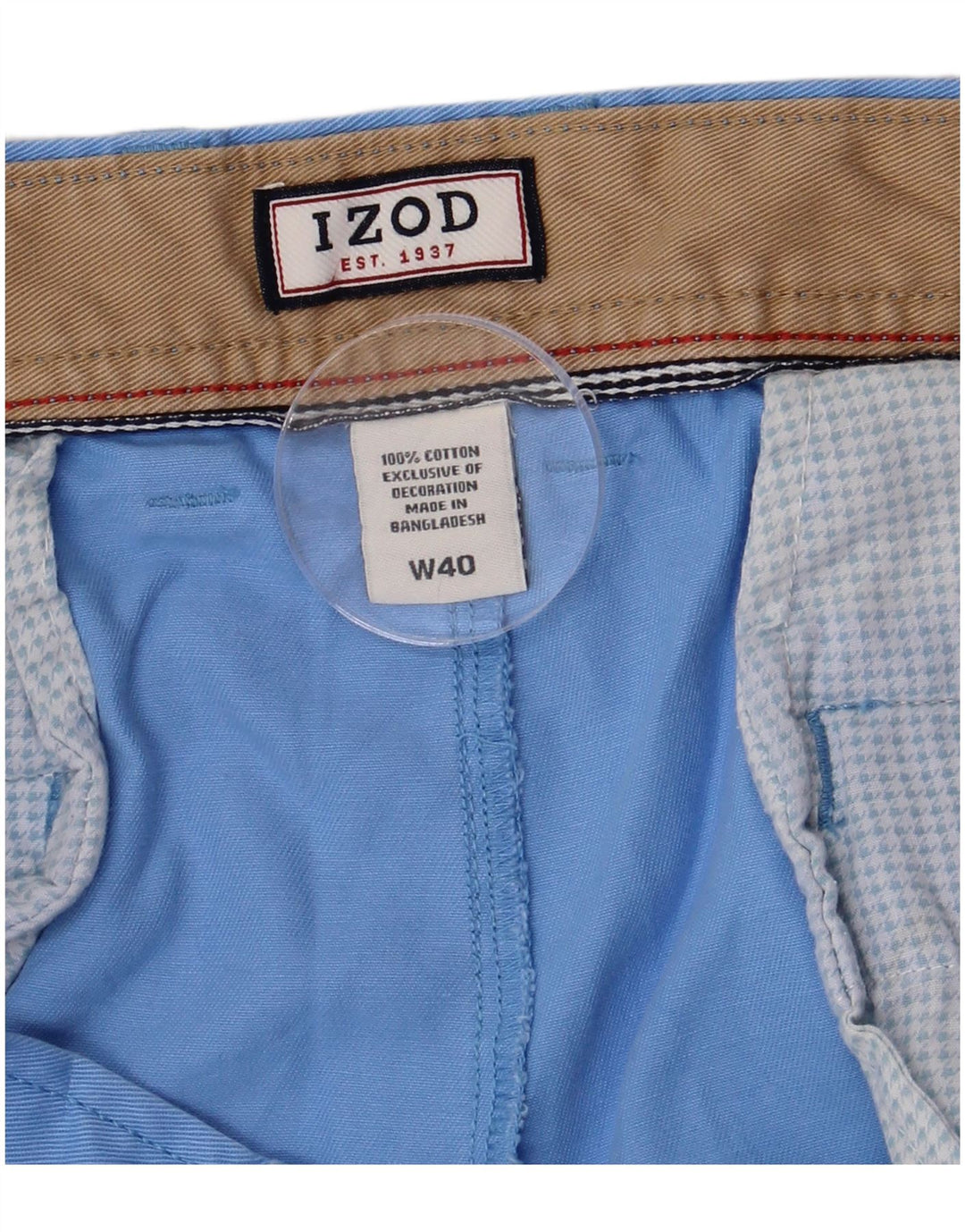 Izod Mens Chino Shorts W40 XL Blue Cotton