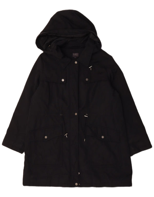 Marks & Spencer Womens Hooded Oversized Parka Jacket UK 16 Large Black