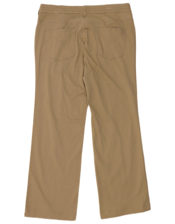 Fila Womens Straight Casual Trousers UK 16 Large W36 L28 Khaki Cotton