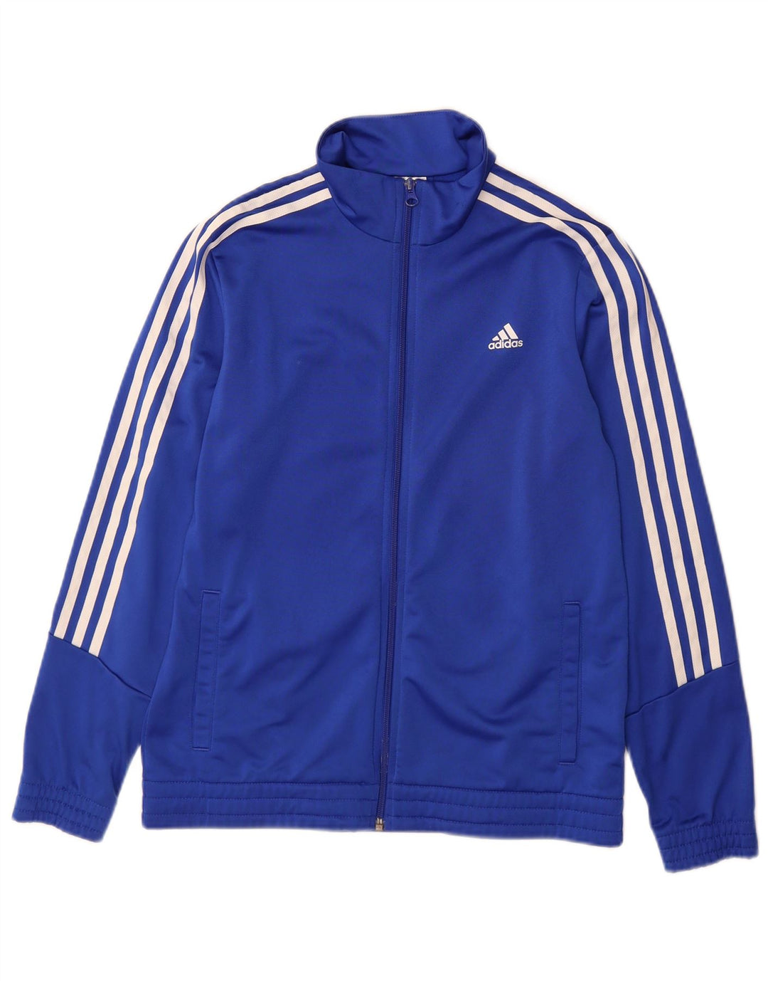 Adidas Boys Tracksuit Top Jacket 13-14 Years Blue Polyester