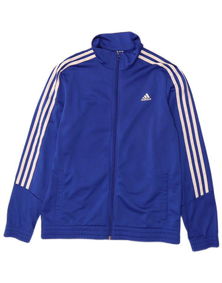 Adidas Boys Tracksuit Top Jacket 13-14 Years Blue Polyester