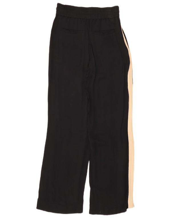 Reiss Womens High Waist Wide Leg Trousers UK 6 XS W26 L30 Black Colourblock