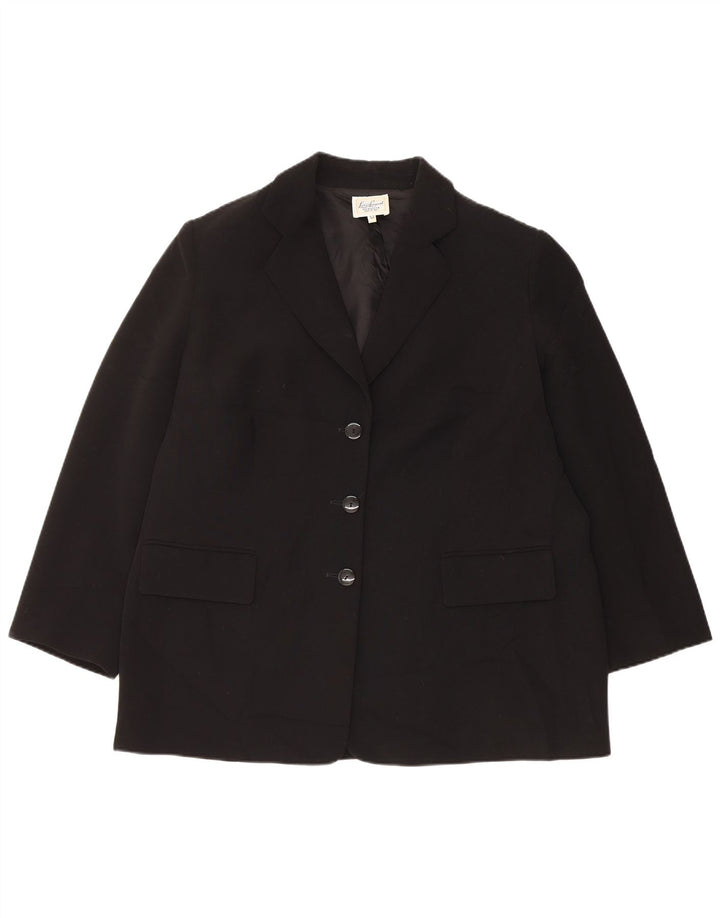 Luisa Spagnoli Womens 3 Button Blazer Jacket IT 52 2XL Black Polyester