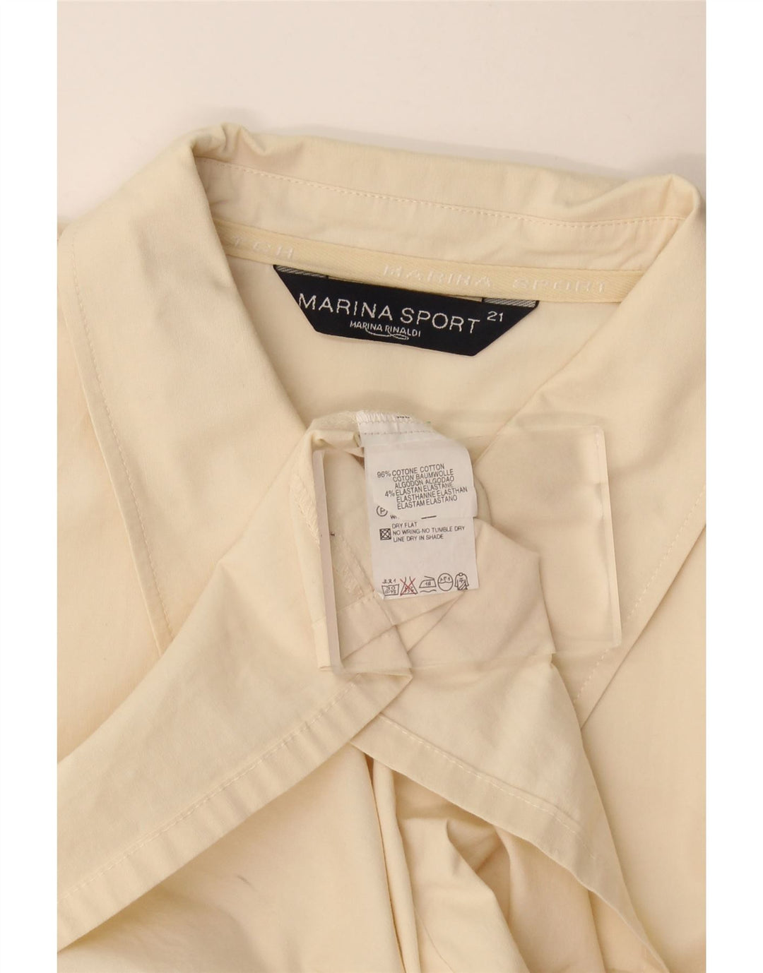 Marina Rinaldi Womens Short Sleeve Shirt Size 21 Medium Beige Cotton