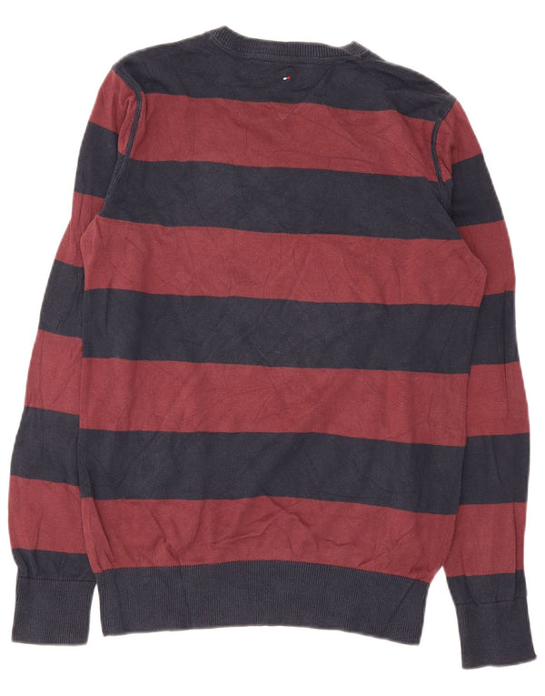 Tommy Hilfiger Boys Crew Neck Jumper Sweater 15-16 Years Burgundy Striped