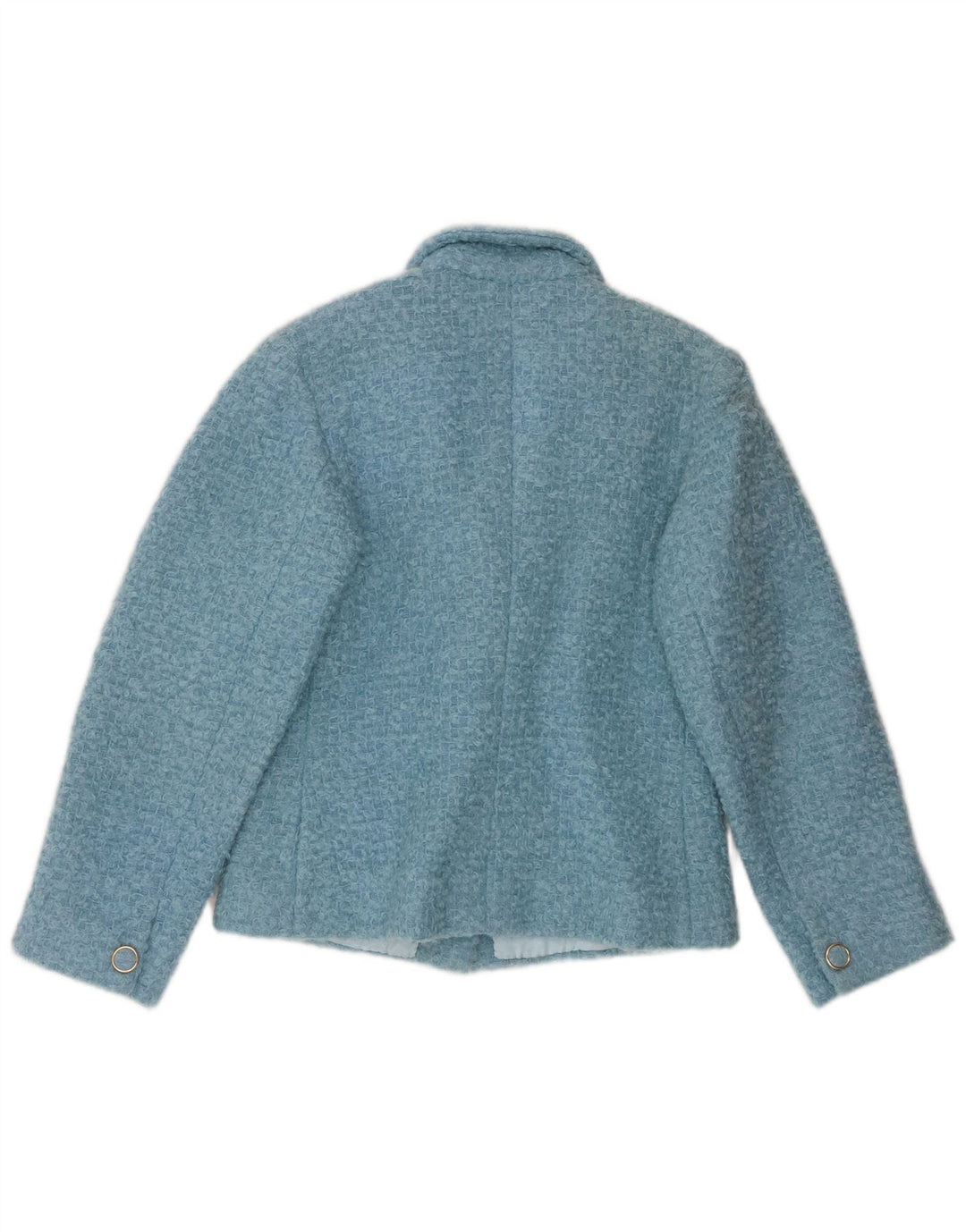 Vintage Womens Crop 3 Button Blazer Jacket UK 12 Medium Blue