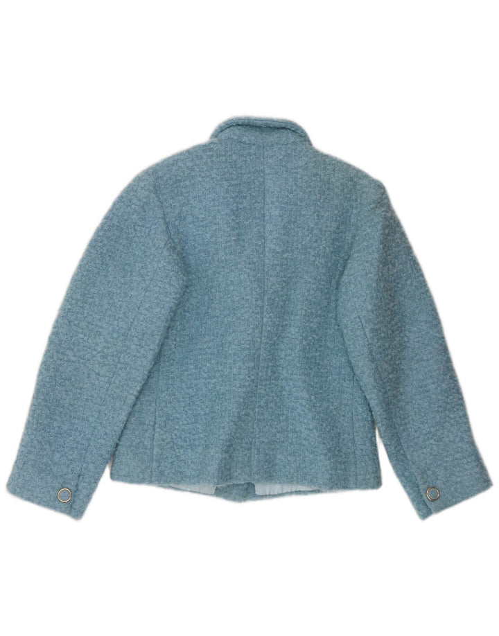 Vintage Womens Crop 3 Button Blazer Jacket UK 12 Medium Blue