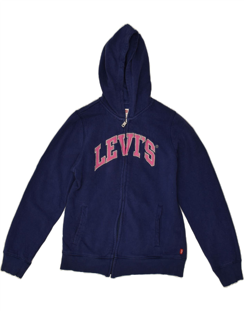 LEVI'S Girls Graphic Zip Hoodie Sweater 13-14 Years XL  Blue Cotton | Vintage Levi's | Thrift | Second-Hand Levi's | Used Clothing | Messina Hembry 