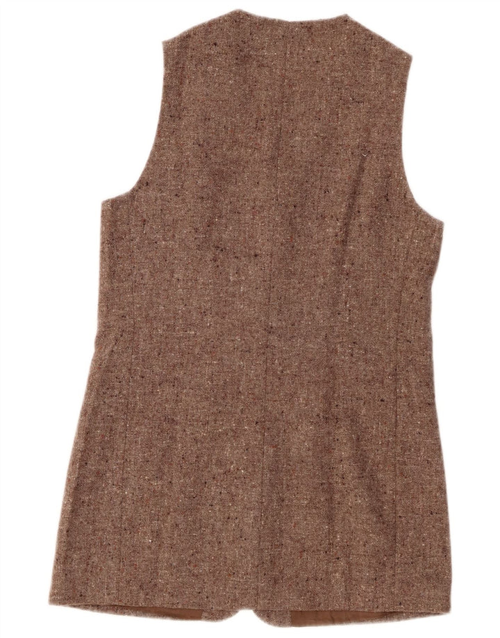 Vintage Womens Longline Waistcoat IT 42 Medium Brown Flecked Virgin Wool