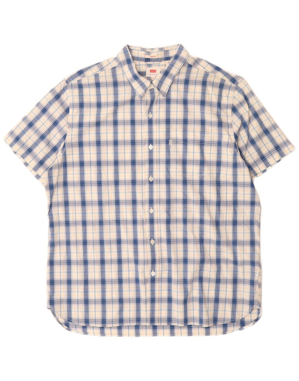 Levi's Mens Short Sleeve Shirt XL Blue Check Cotton