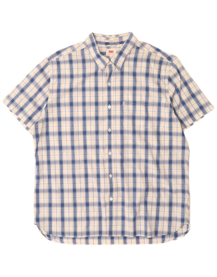 Levi's Mens Short Sleeve Shirt XL Blue Check Cotton
