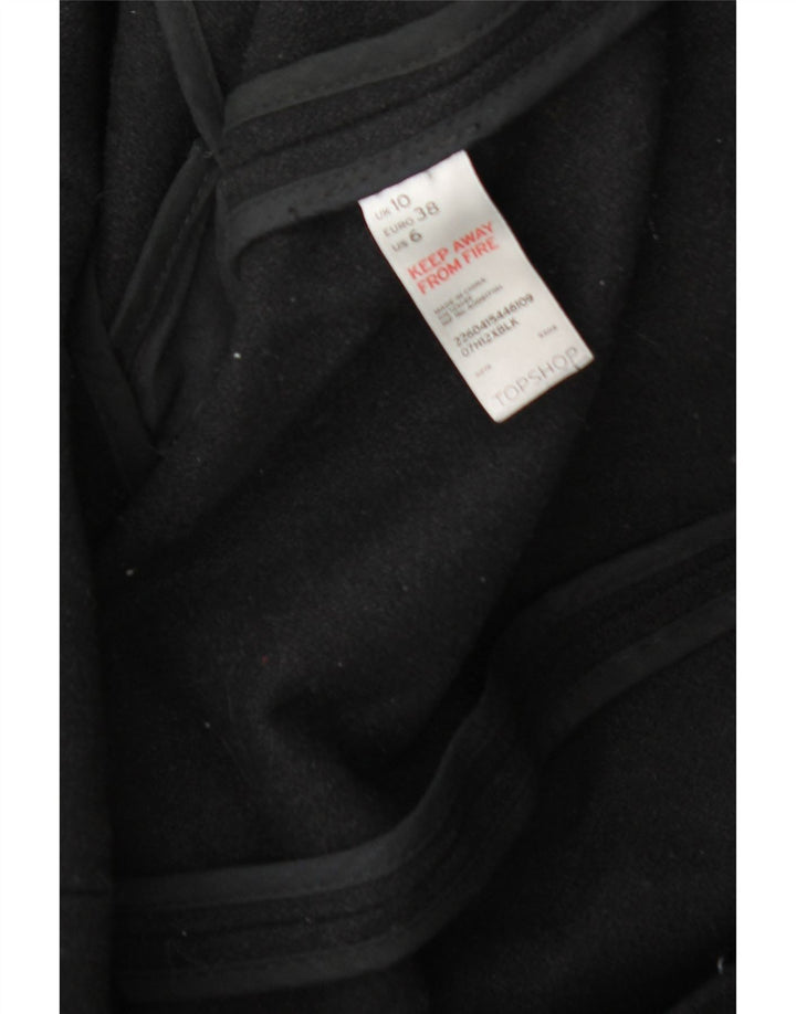 Vintage Womens Hooded Duffle Coat UK 10 Small Black Wool