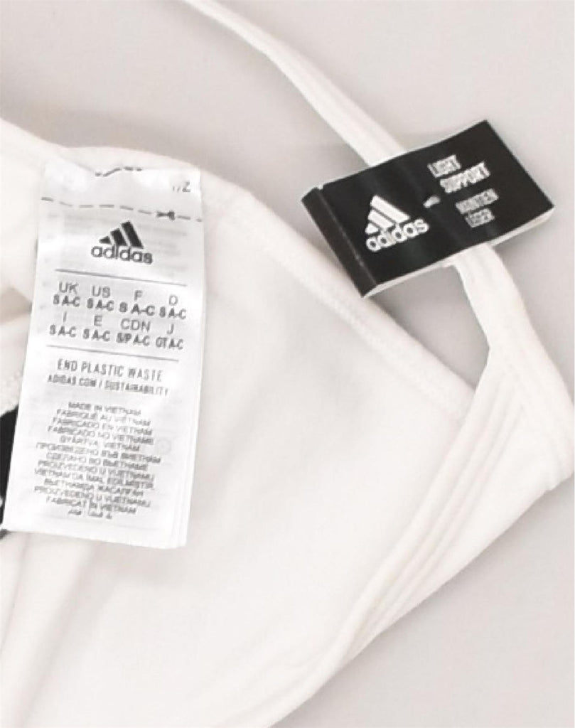 ADIDAS Womens Sport Bra Top UK 8 Small White Polyester | Vintage Adidas | Thrift | Second-Hand Adidas | Used Clothing | Messina Hembry 