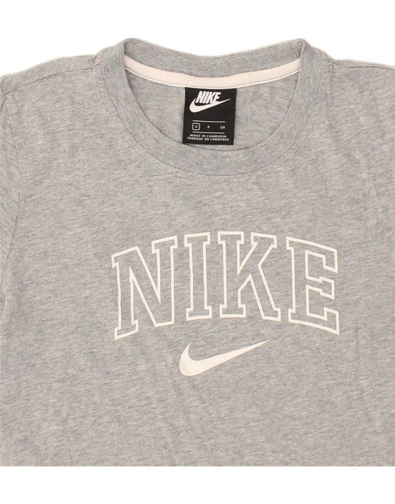 NIKE Womens Graphic T-Shirt Top UK 10 Small Grey Cotton | Vintage Nike | Thrift | Second-Hand Nike | Used Clothing | Messina Hembry 