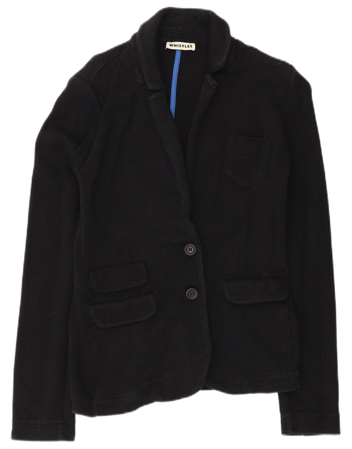 Whistles Womens 2 Button Blazer Jacket UK 10 Small Black Cotton