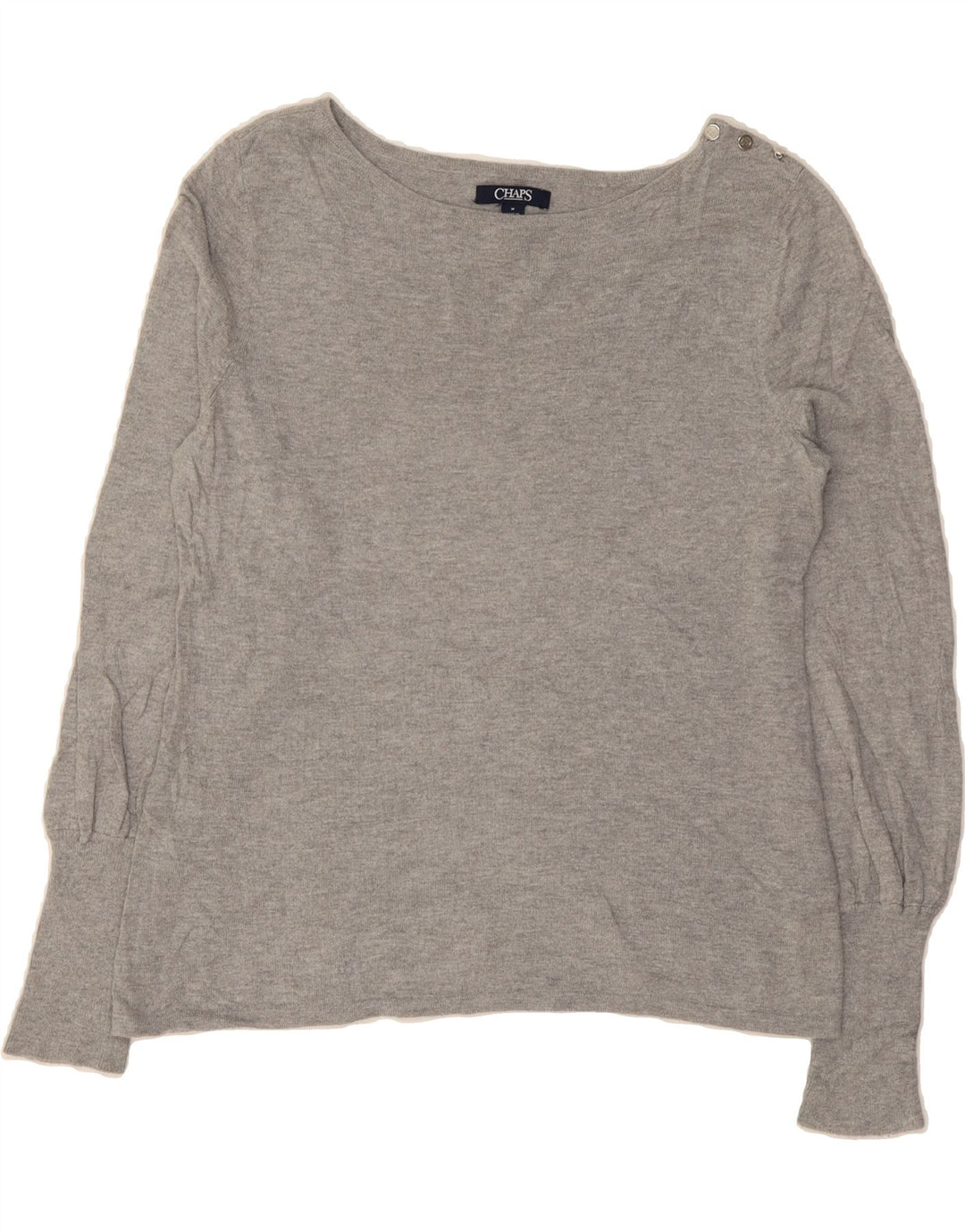 CHAPS Womens Boat Neck Jumper Sweater UK 12 Medium Grey Cotton Vintage Chaps and Second-Hand Chaps from Messina Hembry 
