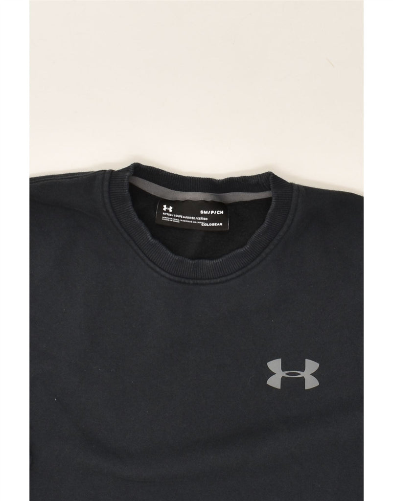 UNDER ARMOUR Mens Fitted Graphic Sweatshirt Jumper Small Black Cotton | Vintage Under Armour | Thrift | Second-Hand Under Armour | Used Clothing | Messina Hembry 