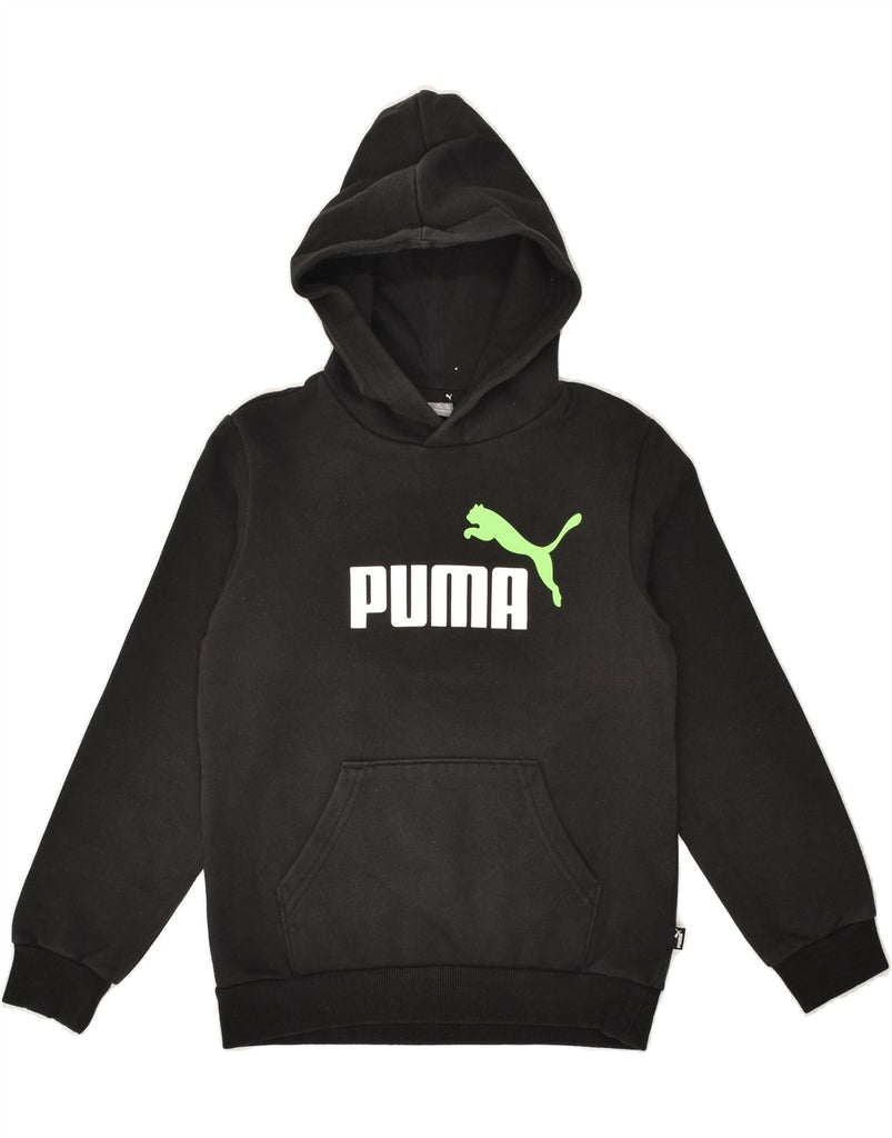 PUMA Boys Graphic Hoodie Jumper 9-10 Years Small  Black Cotton | Vintage Puma | Thrift | Second-Hand Puma | Used Clothing | Messina Hembry 