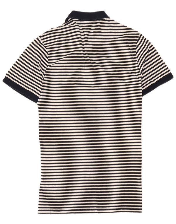 Fred Perry Mens Rugby Polo Shirt XL Navy Blue Striped Cotton