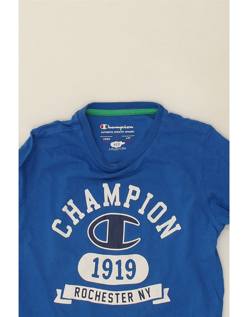 CHAMPION Boys Graphic Top Long Sleeve 7-8 Years Small Blue | Vintage Champion | Thrift | Second-Hand Champion | Used Clothing | Messina Hembry 