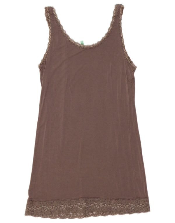 Benetton Womens Mini Slip Dress UK 6 XS Grey Viscose