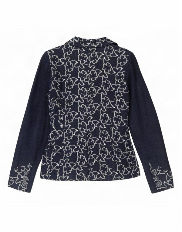 Ungaro Womens 2 Button Blazer Jacket UK 8 Small Navy Blue Floral