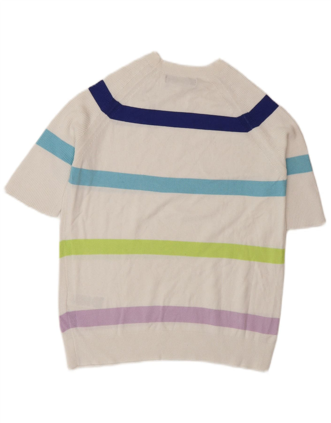 Marks & Spencer Womens Crew Neck Jumper Sweater UK 10 Small White Striped