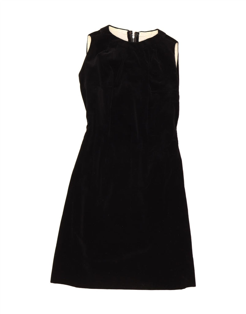 VINTAGE Womens Velvet Sleeveless Sheath Dress UK 14 Medium Black Vintage Vintage and Second-Hand Vintage from Messina Hembry 