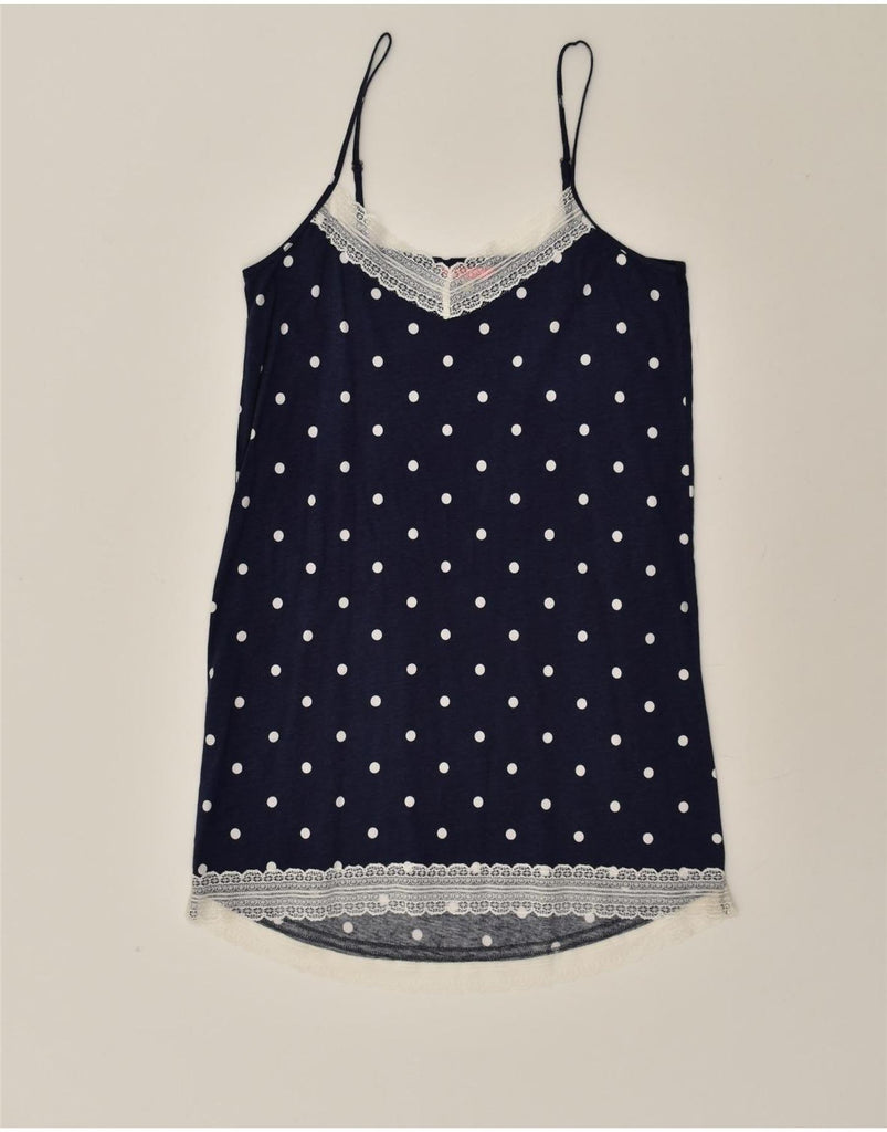 JOULES Womens Cami Top UK 12 Medium  Navy Blue Polka Dot | Vintage Joules | Thrift | Second-Hand Joules | Used Clothing | Messina Hembry 