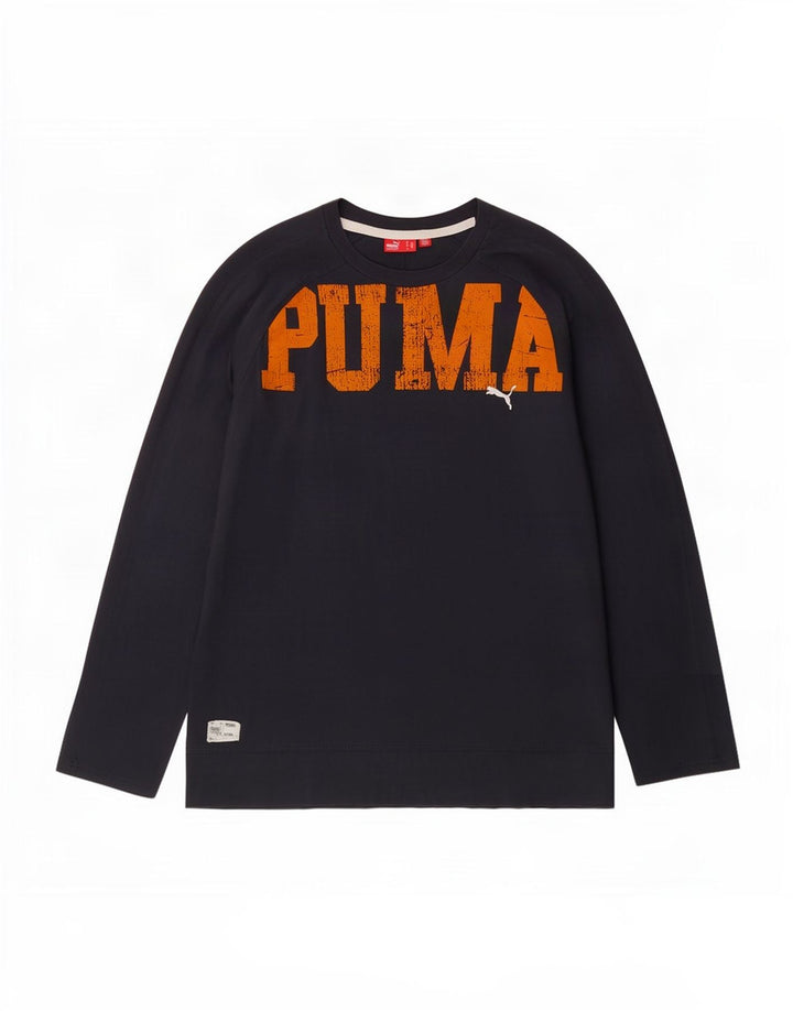 Puma Mens Graphic Top Long Sleeve Large Grey Cotton