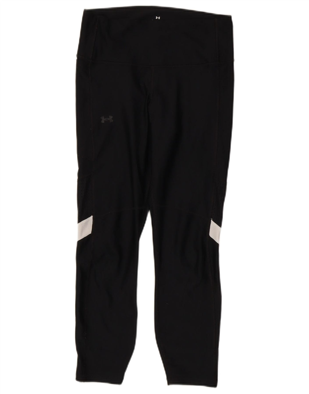 Under Armour Womens Crop Leggings UK 12 Medium  Black Colourblock Polyester