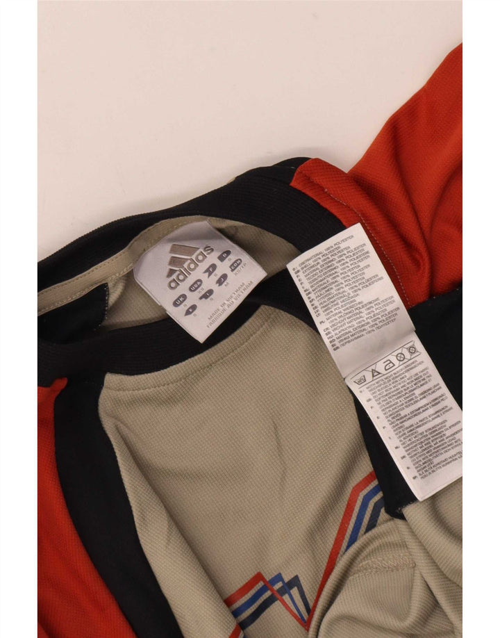Adidas Mens Graphic Top Long Sleeve Small Beige Colourblock Polyester