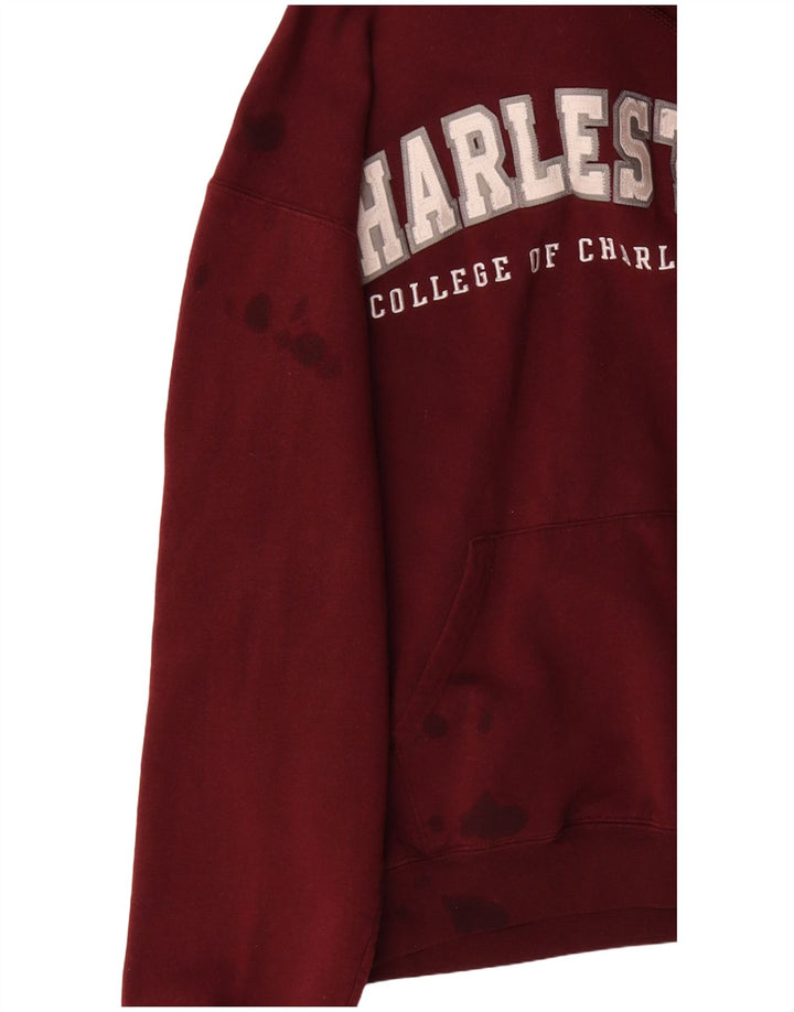 CHAMPION Mens Charleston Graphic Hoodie Jumper Small Burgundy Cotton