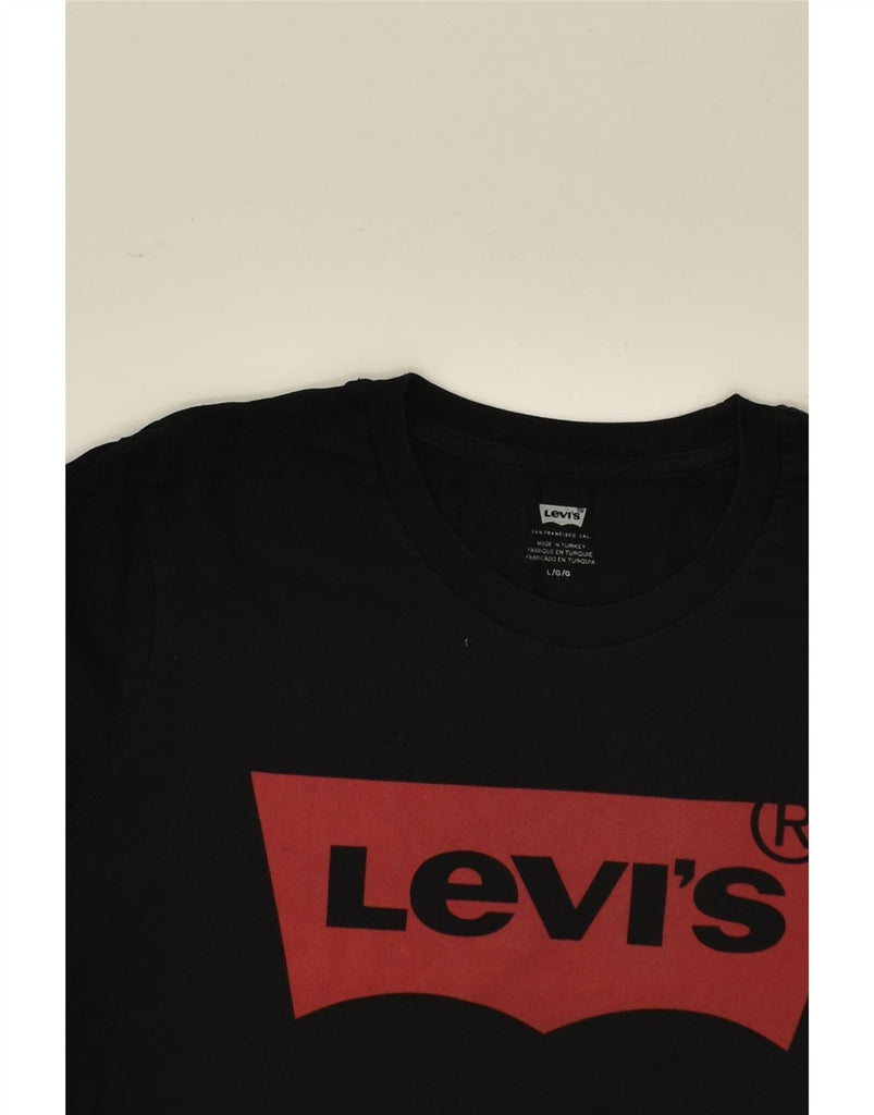 LEVI'S Womens Graphic T-Shirt Top UK 16 Large Black Cotton | Vintage Levi's | Thrift | Second-Hand Levi's | Used Clothing | Messina Hembry 