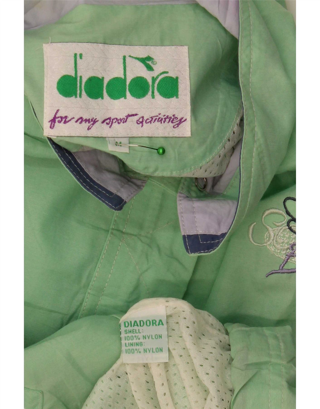 Diadora Womens Oversized Rain Jacket UK 14 Medium Green Nylon